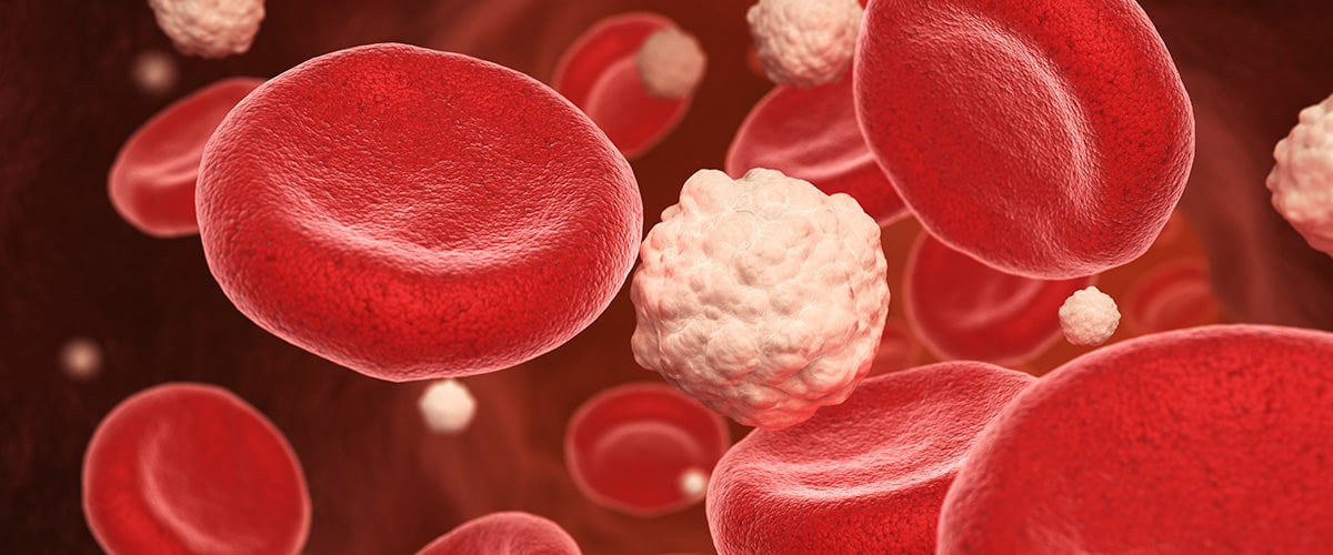 artist rendering of blood cells and glucose molecules